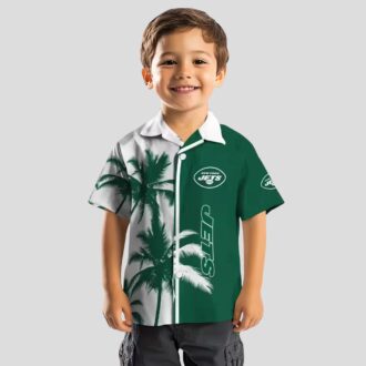 New York Jets Aloha Green White Shirt - Palm Tree Summer Hawaiian Style