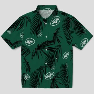 New York Jets Beach Hawaiian Shirt - Green Palm Leaf Football Fan Gift