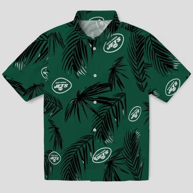 New York Jets Beach Hawaiian Shirt - Green Palm Leaf Football Fan Gift