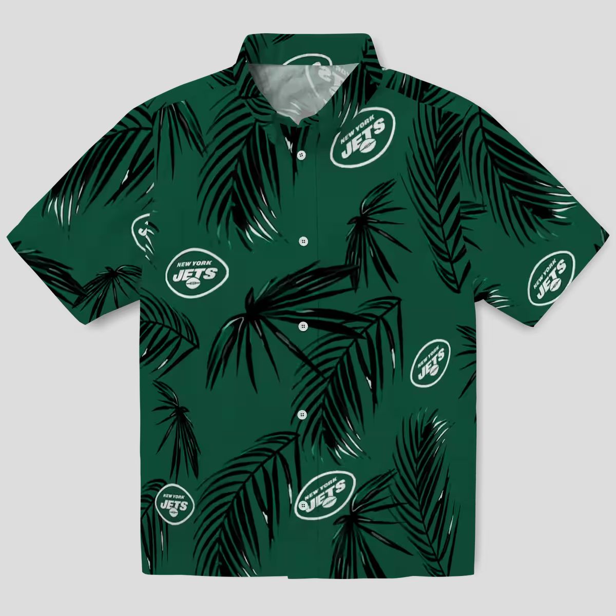 New York Jets Beach Hawaiian Shirt - Green Palm Leaf Football Fan Gift