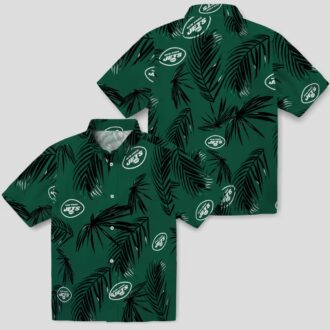 New York Jets Beach Hawaiian Shirt - Green Palm Leaf Football Fan Gift
