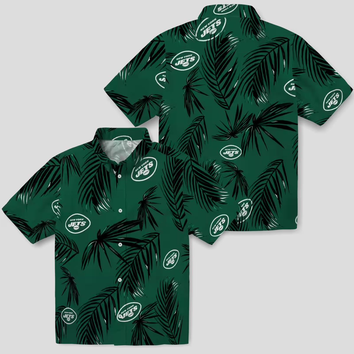 New York Jets Beach Hawaiian Shirt - Green Palm Leaf Football Fan Gift