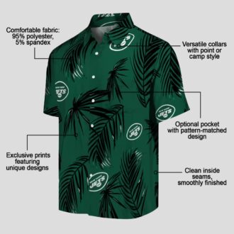 New York Jets Beach Hawaiian Shirt - Green Palm Leaf Football Fan Gift
