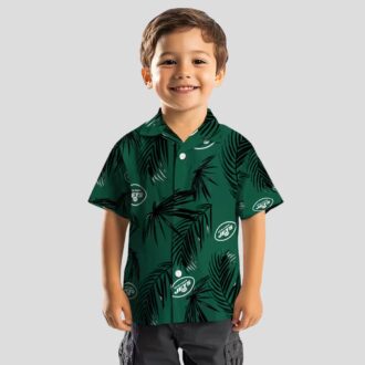 New York Jets Beach Hawaiian Shirt - Green Palm Leaf Football Fan Gift