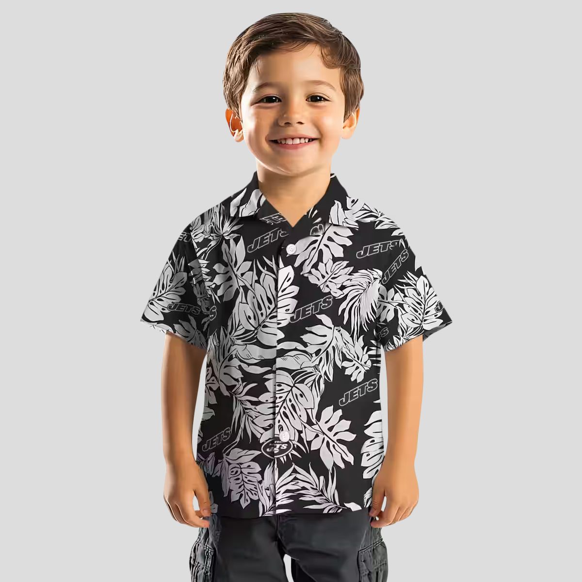 New York Jets Black Hawaiian Shirt, Tropical Monstera Leaf NFL Gameday Outfit