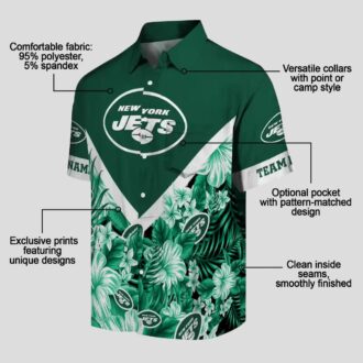 New York Jets Floral Chevron Hawaiian Shirt, Personalized Beach NFL Fan Apparel