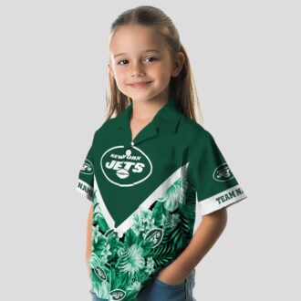 New York Jets Floral Chevron Hawaiian Shirt, Personalized Beach NFL Fan Apparel