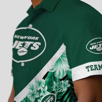 New York Jets Floral Chevron Hawaiian Shirt, Personalized Beach NFL Fan Apparel