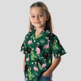 New York Jets Floral Green Hawaiian Shirt, Palm & Flamingo Tropical NFL Outfit