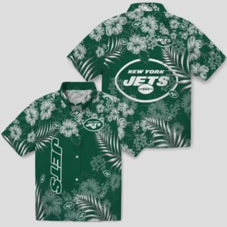 New York Jets Floral Hawaiian Shirt, Summer Hibiscus Print Football Fan Outfit