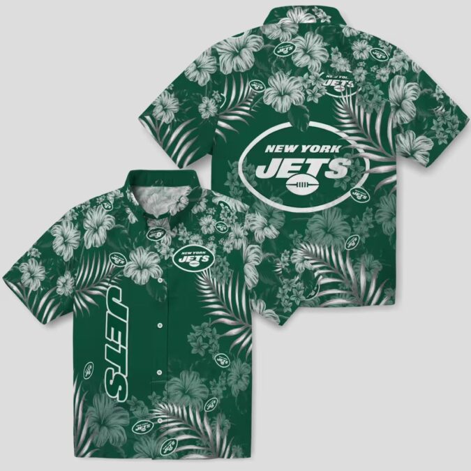 New York Jets Floral Hawaiian Shirt, Summer Hibiscus Print Football Fan Outfit