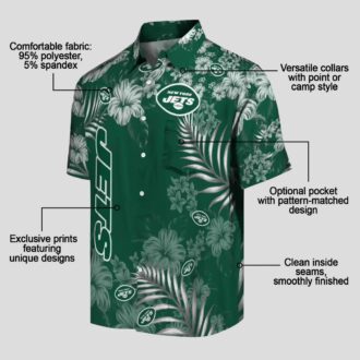 New York Jets Floral Hawaiian Shirt, Summer Hibiscus Print Football Fan Outfit