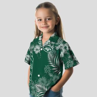 New York Jets Floral Hawaiian Shirt, Summer Hibiscus Print Football Fan Outfit
