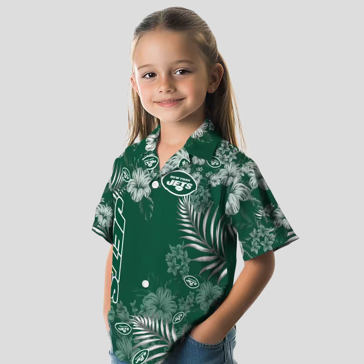 New York Jets Floral Hawaiian Shirt, Summer Hibiscus Print Football Fan Outfit