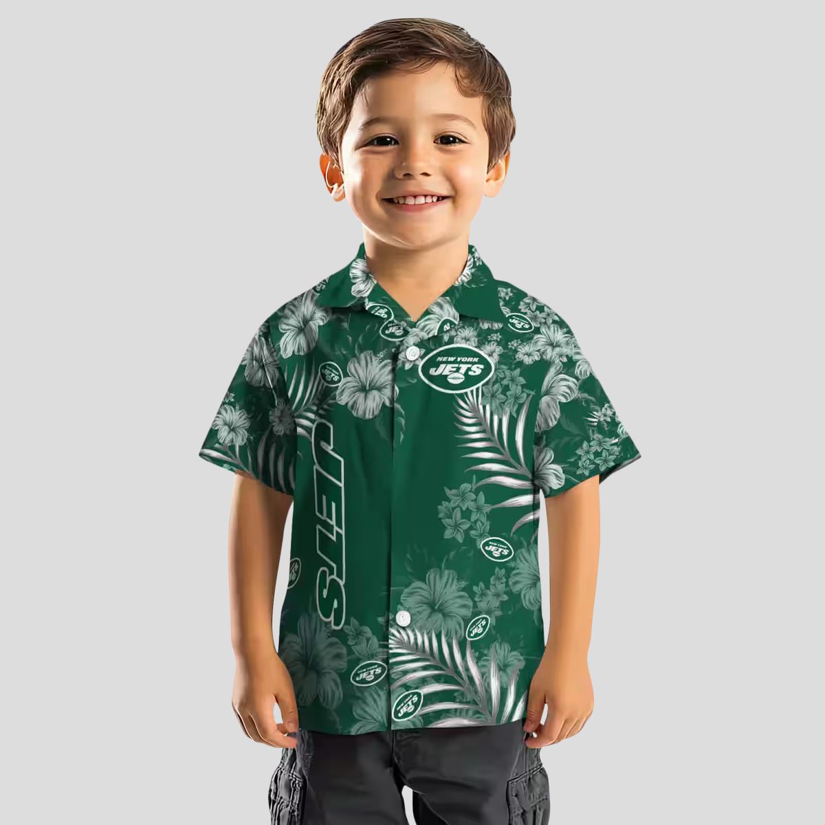 New York Jets Floral Hawaiian Shirt, Summer Hibiscus Print Football Fan Outfit