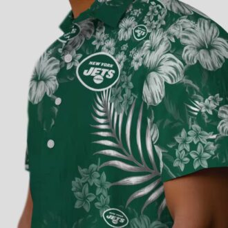 New York Jets Floral Hawaiian Shirt, Summer Hibiscus Print Football Fan Outfit