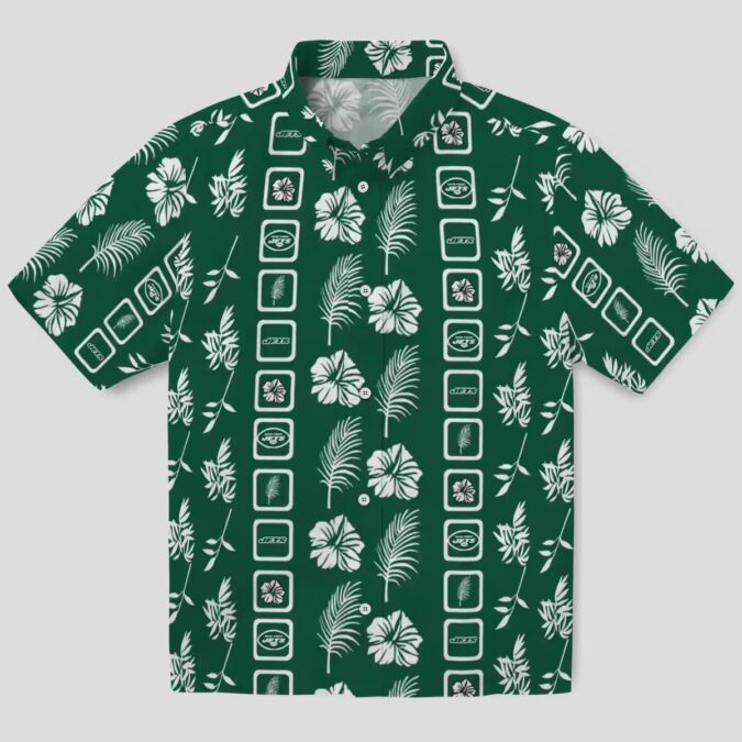 New York Jets Football Hawaiian Shirt, Floral Green Aloha NFL Fan Shirt