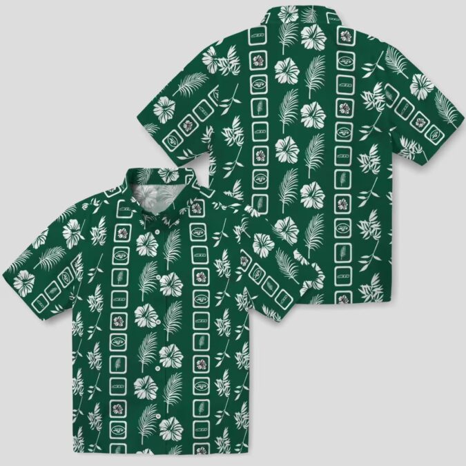 New York Jets Football Hawaiian Shirt, Floral Green Aloha NFL Fan Shirt