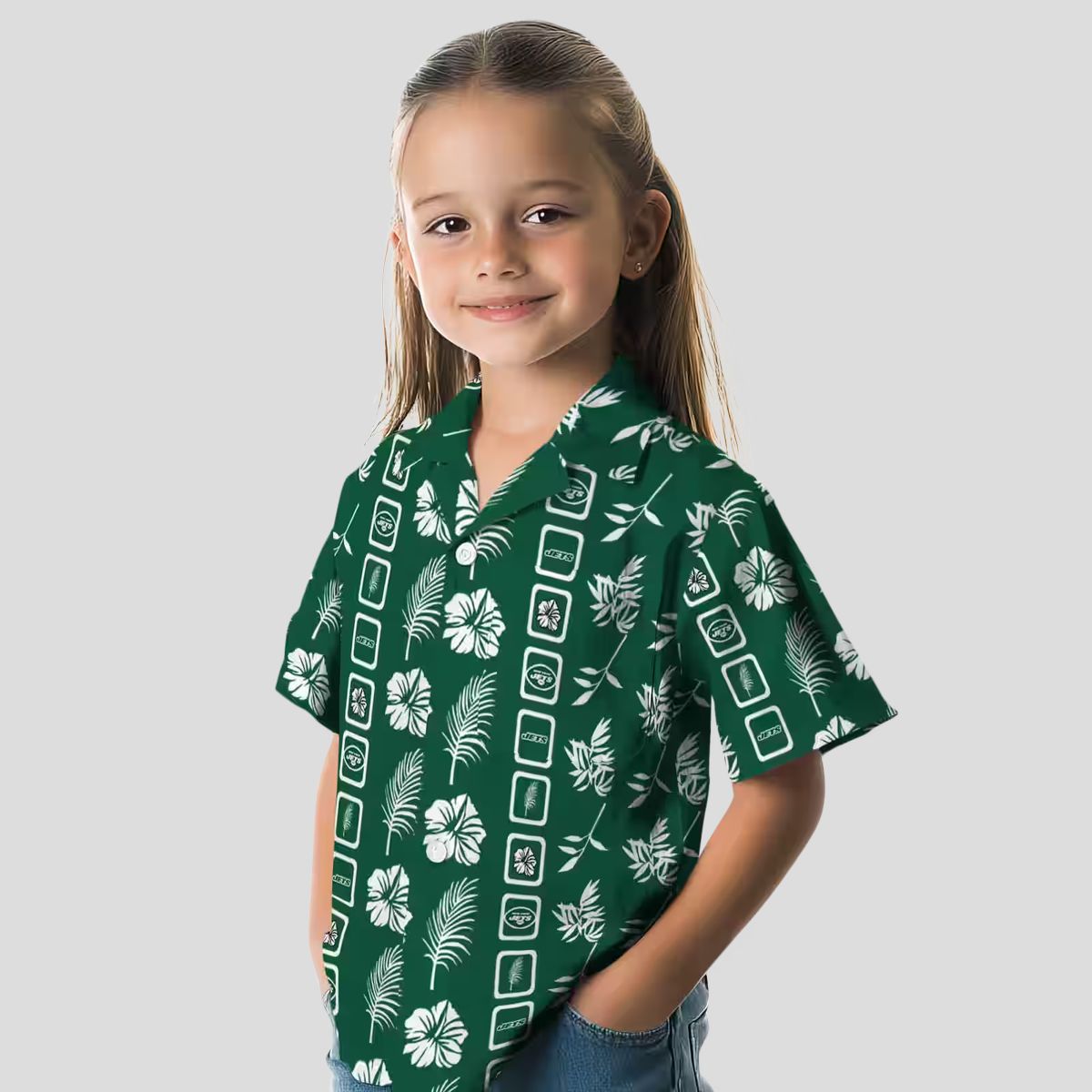 New York Jets Football Hawaiian Shirt, Floral Green Aloha NFL Fan Shirt