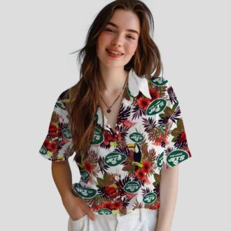 New York Jets Green Red Hawaiian Shirt, Floral Toucan Tropical NFL Fan Apparel