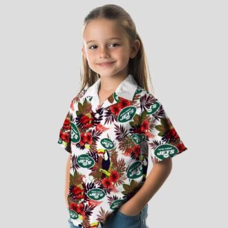 New York Jets Green Red Hawaiian Shirt, Floral Toucan Tropical NFL Fan Apparel