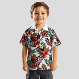 New York Jets Green Red Hawaiian Shirt, Floral Toucan Tropical NFL Fan Apparel