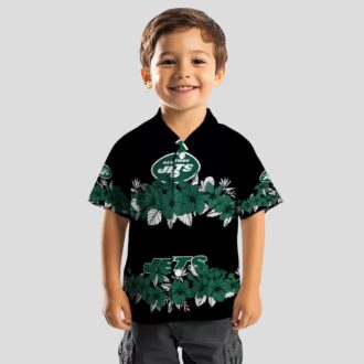 New York Jets Hawaiian Button Up Shirt, Tropical Hibiscus Stripe Summer Outfit