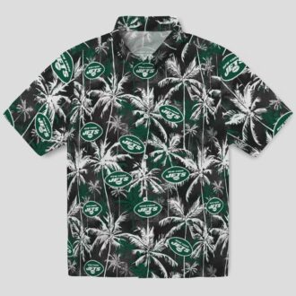 New York Jets Palm Leaf Hawaiian Shirt, Green Black NFL Team Fanwear