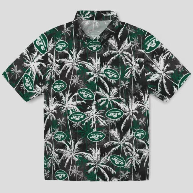 New York Jets Palm Leaf Hawaiian Shirt, Green Black NFL Team Fanwear