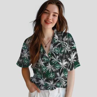 New York Jets Palm Leaf Hawaiian Shirt, Green Black NFL Team Fanwear