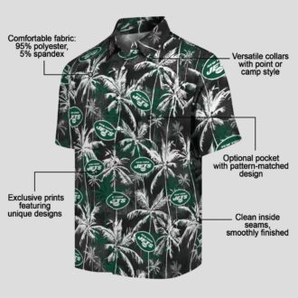 New York Jets Palm Leaf Hawaiian Shirt, Green Black NFL Team Fanwear