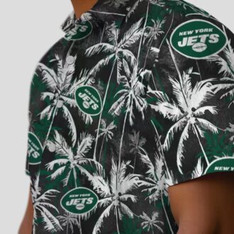 New York Jets Palm Leaf Hawaiian Shirt, Green Black NFL Team Fanwear