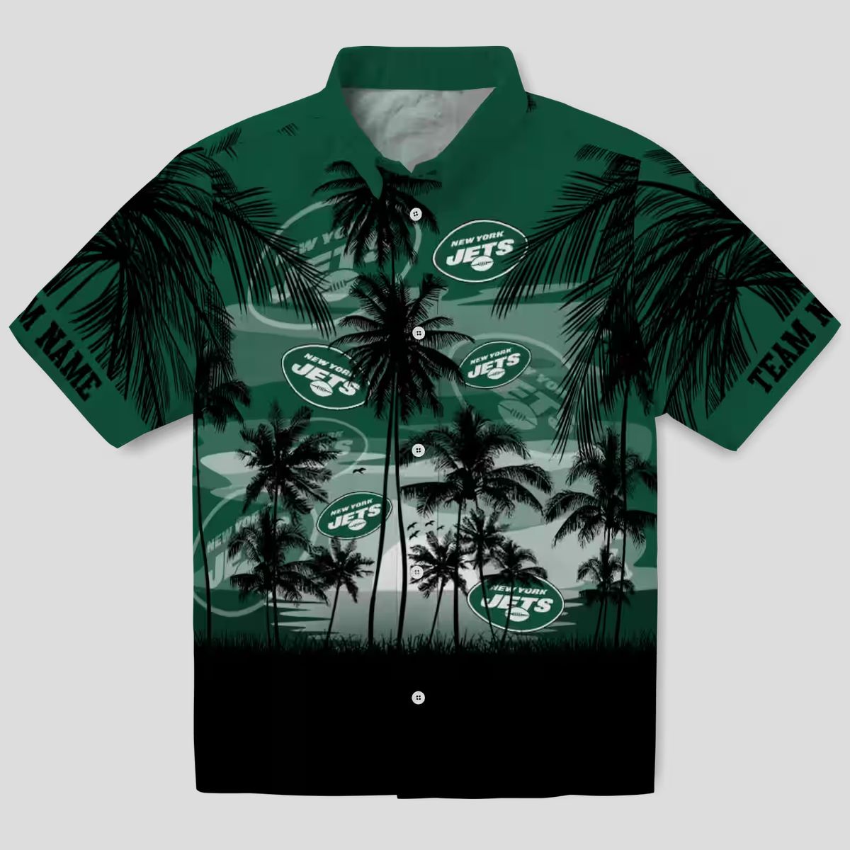 New York Jets Sunset Scene Green Black Hawaiian Shirt, Custom NFL Team Apparel