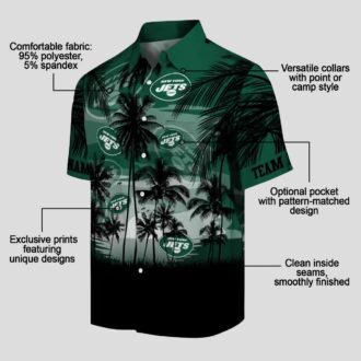 New York Jets Sunset Scene Green Black Hawaiian Shirt, Custom NFL Team Apparel