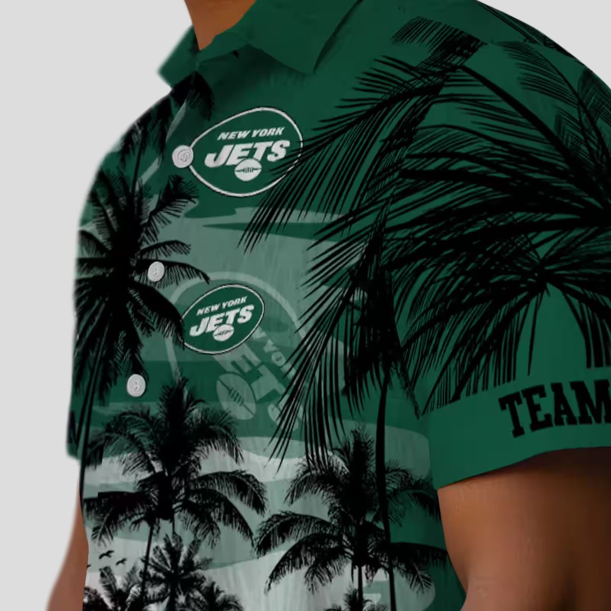 New York Jets Sunset Scene Green Black Hawaiian Shirt, Custom NFL Team Apparel