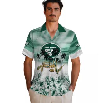 New York Jets Tropical Canoe Hawaiian Shirt, Personalized NFL Beach Wear for Fans