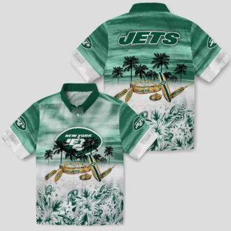 New York Jets Tropical Canoe Hawaiian Shirt, Personalized NFL Beach Wear for Fans