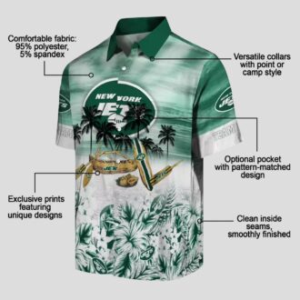 New York Jets Tropical Canoe Hawaiian Shirt, Personalized NFL Beach Wear for Fans