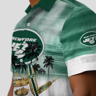 New York Jets Tropical Canoe Hawaiian Shirt, Personalized NFL Beach Wear for Fans