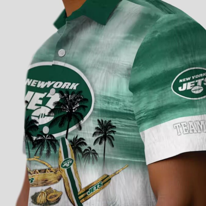 New York Jets Tropical Canoe Hawaiian Shirt, Personalized NFL Beach Wear for Fans