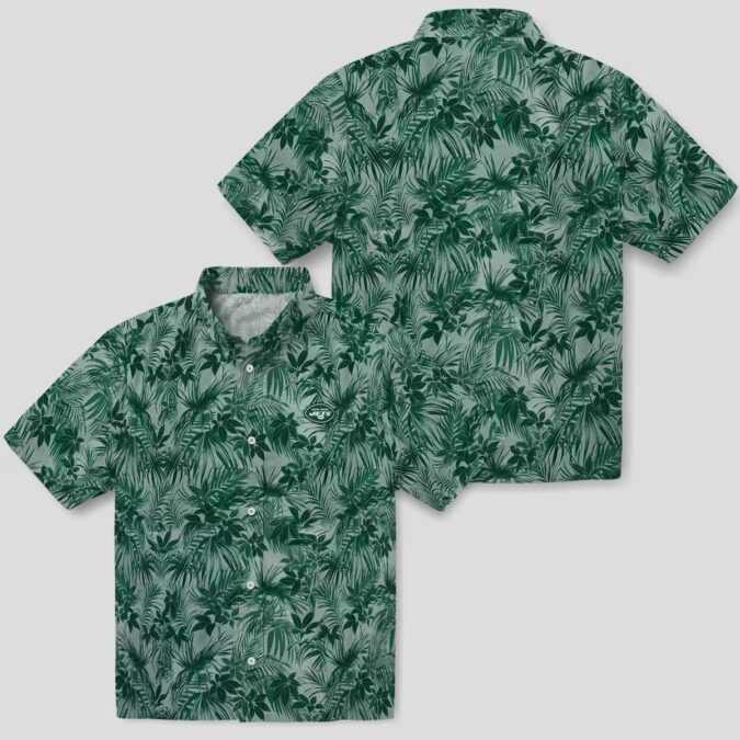 New York Jets Tropical Hawaiian Shirt, Green Palm & Leaf NFL Apparel