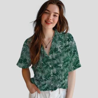 New York Jets Tropical Hawaiian Shirt, Green Palm & Leaf NFL Apparel
