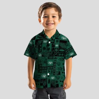 New York Jets Tropical Patchwork Hawaiian Shirt, Green Black Floral Football Fan Wear