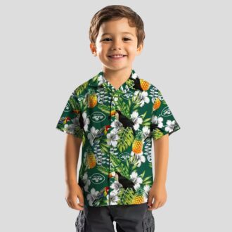 New York Jets Tropical Toucan Green Hawaiian Shirt, Custom NFL Aloha Fan Gift