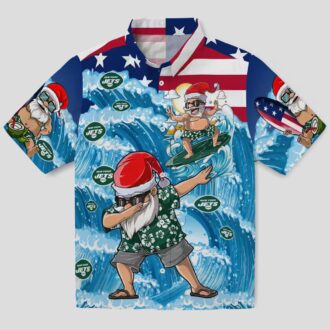 NFL Fans New York Jets Hawwaiian Shirt, Surfing Santa Holiday Gift for Summer