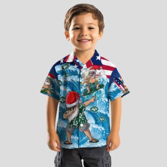 NFL Fans New York Jets Hawwaiian Shirt, Surfing Santa Holiday Gift for Summer