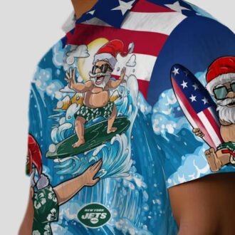 NFL Fans New York Jets Hawwaiian Shirt, Surfing Santa Holiday Gift for Summer