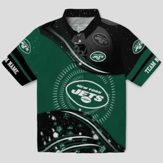 NFL Football New York Jets Aloha Hawaiian Shirt - Black Green Wave Style