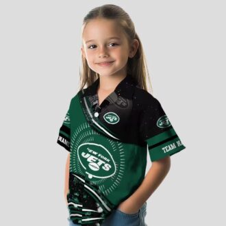 NFL Football New York Jets Aloha Hawaiian Shirt - Black Green Wave Style
