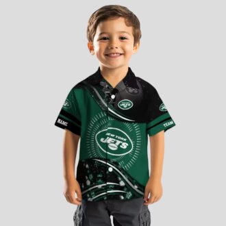 NFL Football New York Jets Aloha Hawaiian Shirt - Black Green Wave Style